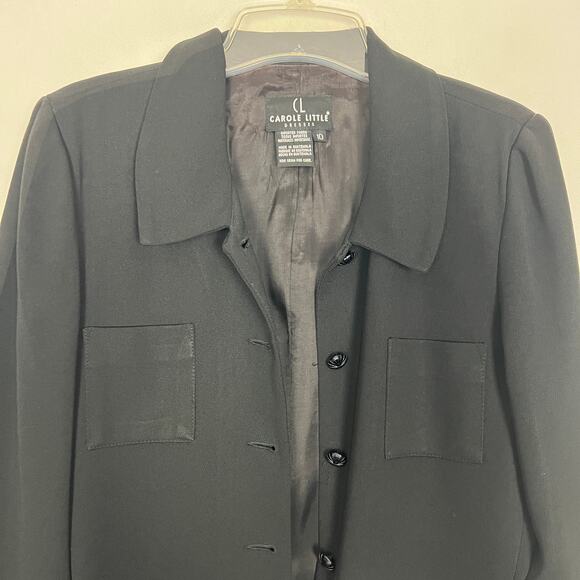 Carole Little Vintage Button Down Career Wear Black Jacket Size 10 - Picture 3 of 11